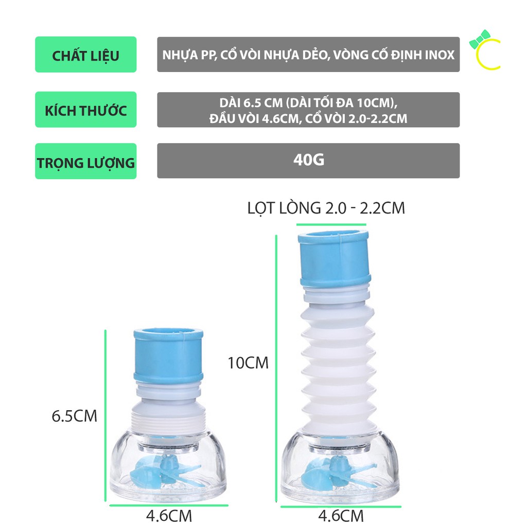 Đầu tăng áp cho vòi rửa chén bát xoay 360 độ cố định bằng vòng inox - Cami - CMPK166