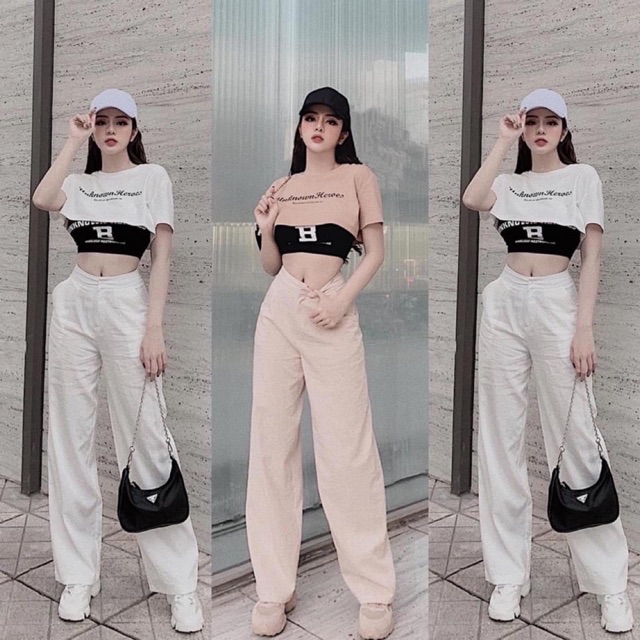 Sĩ set áo croptop ngoài và áo ống trong {video& hình chụp thật}