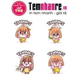 Combo 500c Tem Nhãn Dán Sticker, Nhãn Dán Decal Thank You Temnhanre.vn Chibi cute