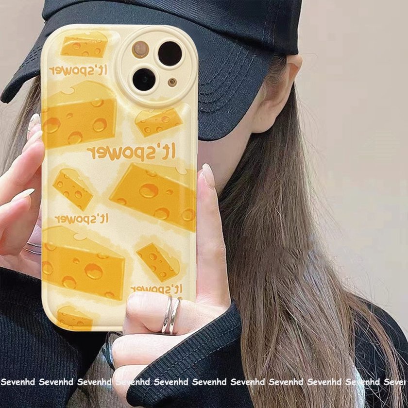 Ốp Điện Thoại Mềm Họa Tiết Mắt To Màu Bơ / Phô Mai Cho iPhone 14 13 12 11 Pro Max X XR Xs Max 8 7 6 6s Plus SE 2020