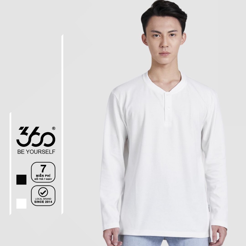 Áo thun dài tay nam cổ tàu henley thương hiệu 360 Boutique chất liệu cotton cao cấp