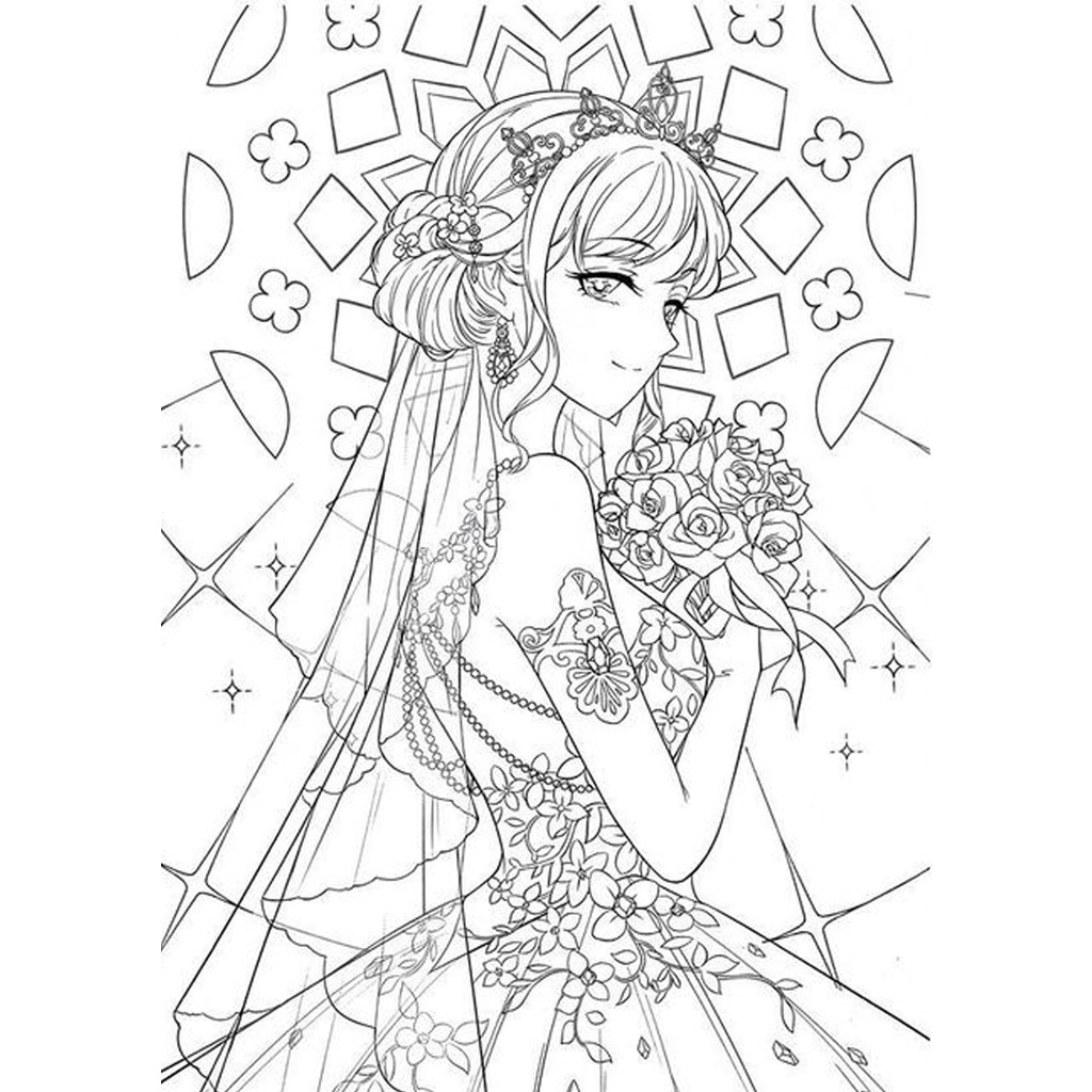 Bộ Tranh tô màu, màu nước TRANH CỔ TRANG TRUNG QUỐC cho bé tập sáng tạo