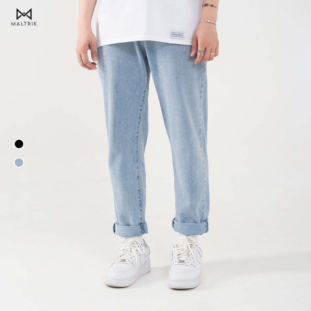 Quần jean baggy cạp cao nam bigsize MALTRIK chất bò cao cấp dành cho người ngoại cỡ béo bụng có size lớn trên 100kg
