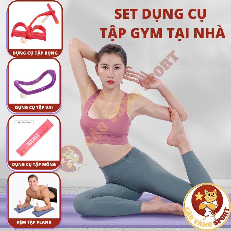 Set dụng cụ tập gym, tập cơ bụng, tập vai, tập mông tại nhà