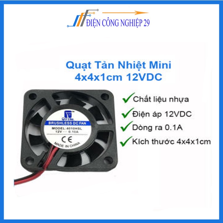 Quạt Tản Nhiệt Mini 4x4x1cm 12VDC 0.08A