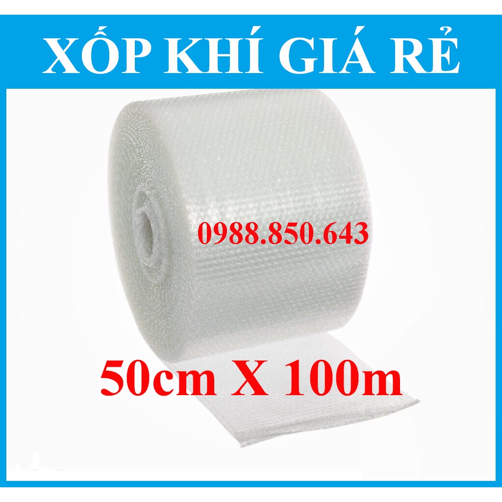 Cuộn xốp khí bọc hàng  50cmx100m (bóng khí, chống sốc, đóng gói hàng, xốp hơi)