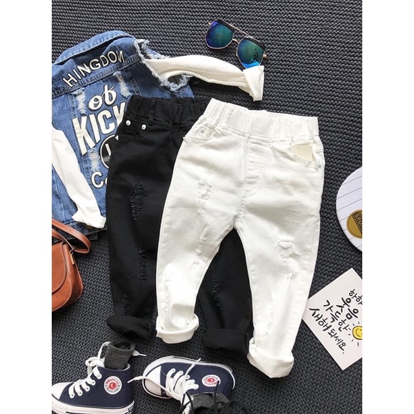 Quần jeans dài 2 màu đen, trắng cho bé từ 6-35kg