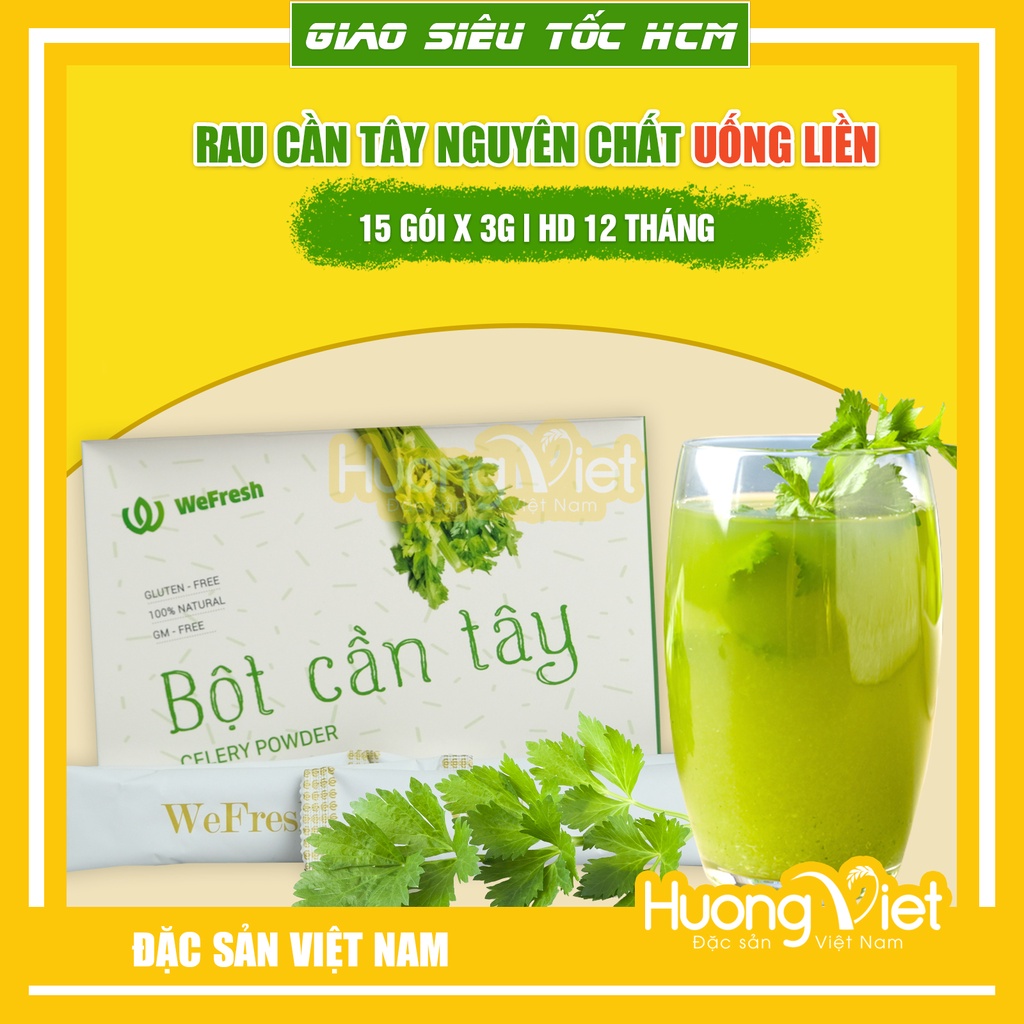 Bột cần tây nguyên chất We Fresh- Quảng Thanh, hộp 15gói x 3g, đẹp dáng sáng da, giảm cân, trẻ hóa cơ thể, giúp ngủ ngon