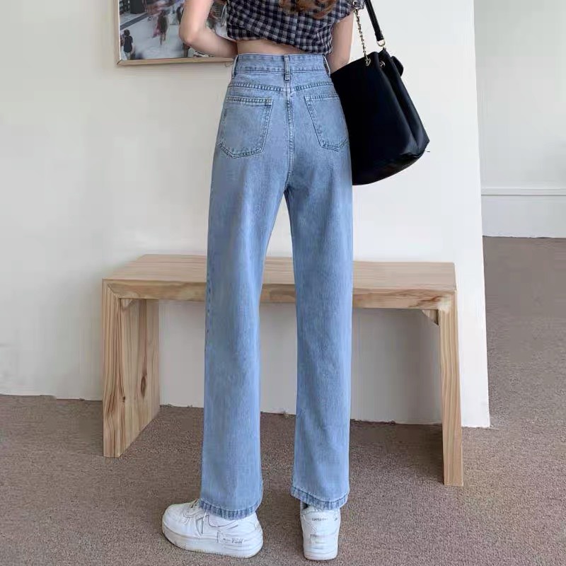 Quần jeans nữ QR01 rách 2 gối form ống suông rộng, jean baggy cá tính năng động hottrend 2022 THOITRANG1989