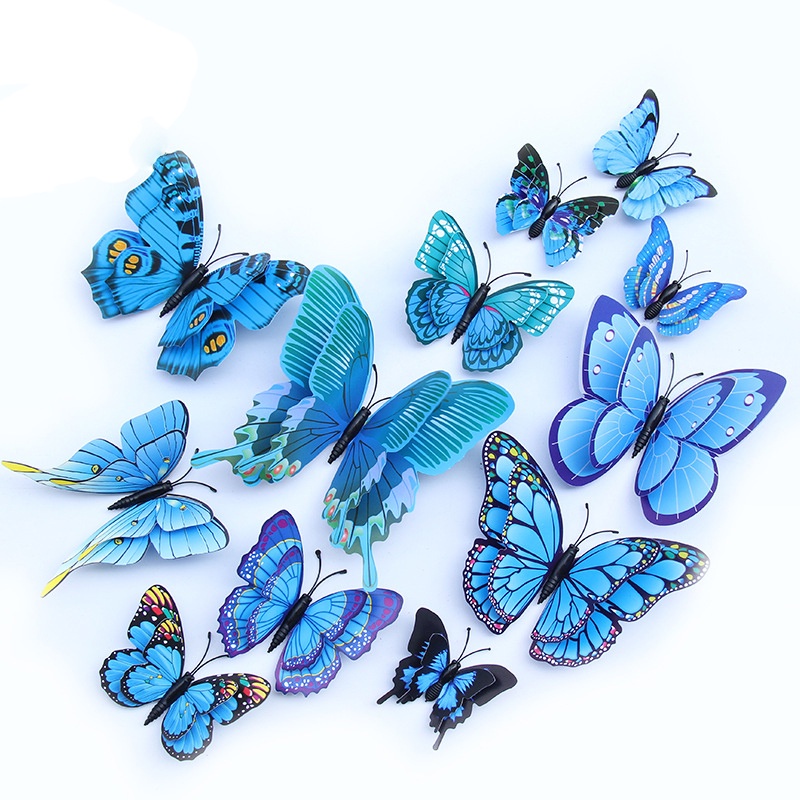 Set 12 miếng dán tủ lạnh họa tiết bướm 3D dễ thương