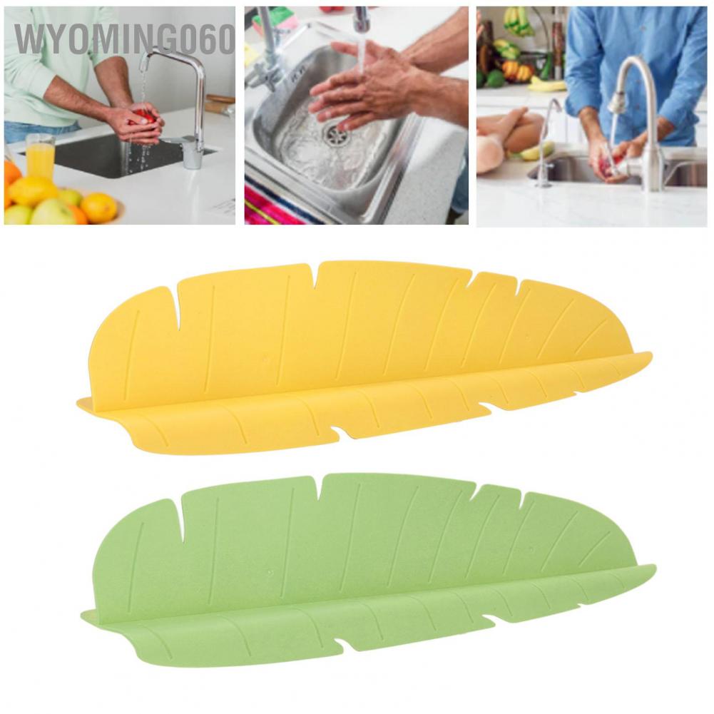 Wyoming060 Kitchen Sink Water Splash Guard Elastic Reusable Banana Leaf Splashing for Dishes Vegetables Washing