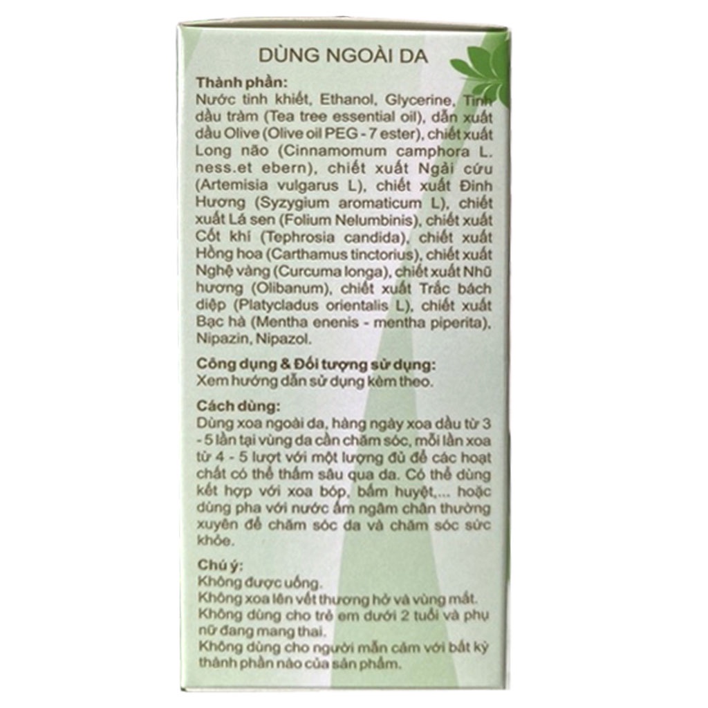 50ml Tinh Dầu Ngải Cứu Vitophar - Dùng trị liệu Massage giảm đau nhức xương khớp, thoái hóa