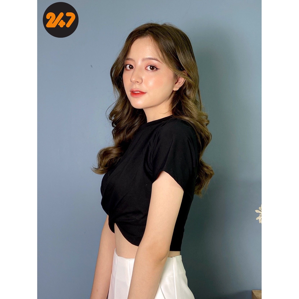 Áo thun croptop xoắn eo | BigBuy360 - bigbuy360.vn