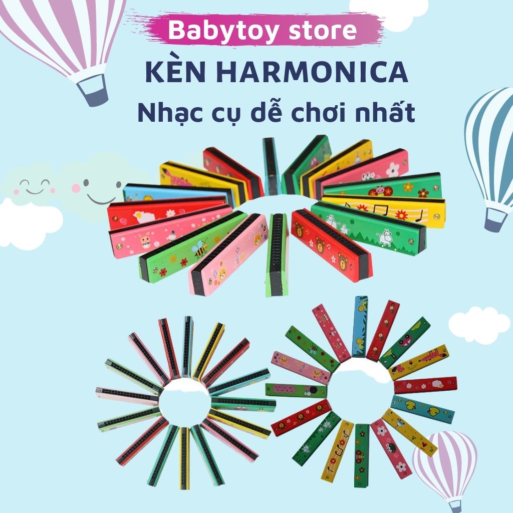 Kèn Hamonica bằng gỗ cho bé phát triển khả năng âm nhạc, Kèn Harmonica giá rẻ cho người mới tập - babytoy2021