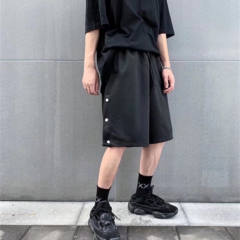 Quần Short Thể Thao Dáng Suông Cài Nút Bên Hông In Họa Tiết Phong Cách Hiphop Đường Phố Hàn Quốc Cho Nam Giới Có Size M-3XL