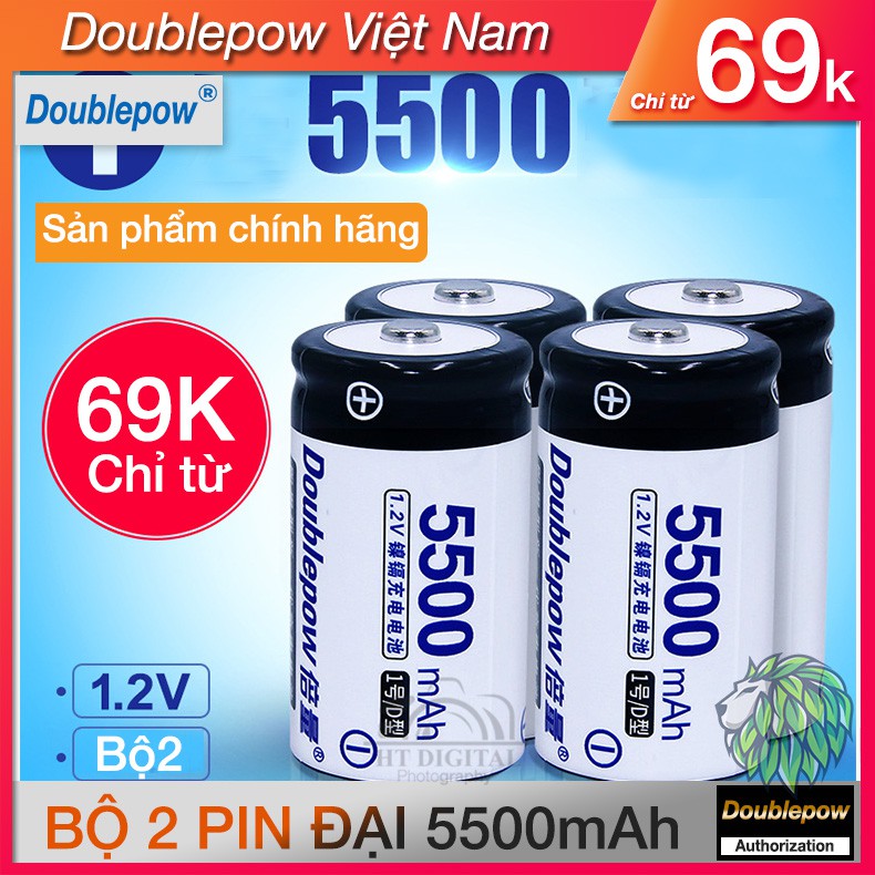 Pin Sạc Cỡ Đại K59 - Pin D 5500mAh Doublepow Pin Sạc Cho Bếp Ga, Đèn Pin, Thiết Bị Công Nghiệp