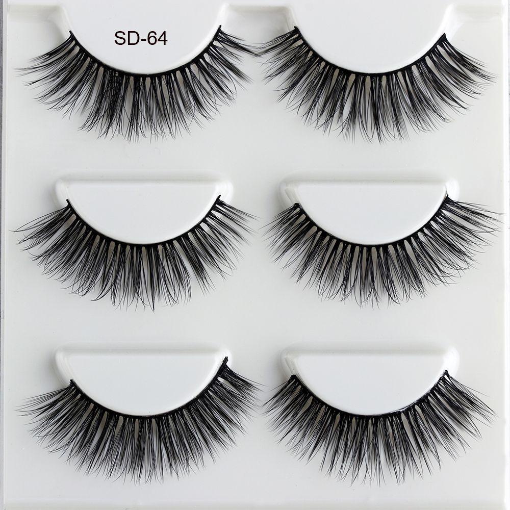 Set 3 Cặp Lông Mi Giả Sợi Tơ 3D Dày Dặn Thời Trang Dành Cho Nữ