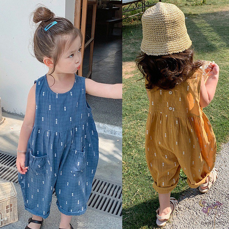 Áo Liền Quần Sát Nách Phong Cách Hàn Quốc Dành Cho Bé Gái