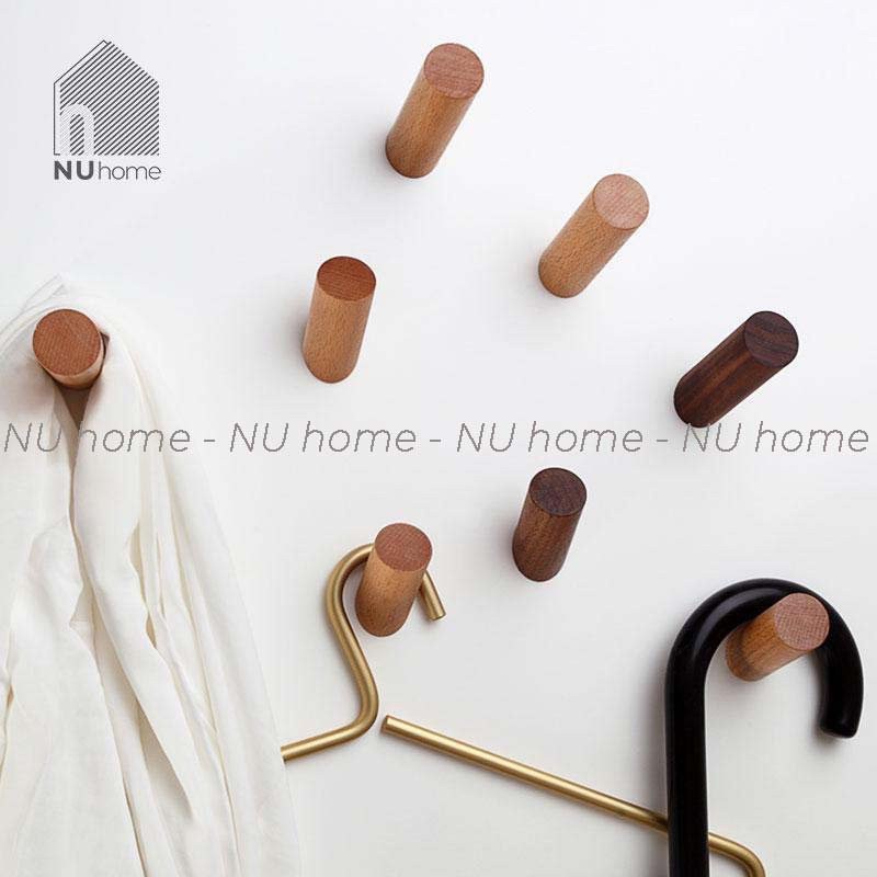 nuhome.vn | Móc gỗ treo tường hình trụ thiết kế đơn giản chuẩn phong cách tối giản, trang trí mảng tường đẹp mắt