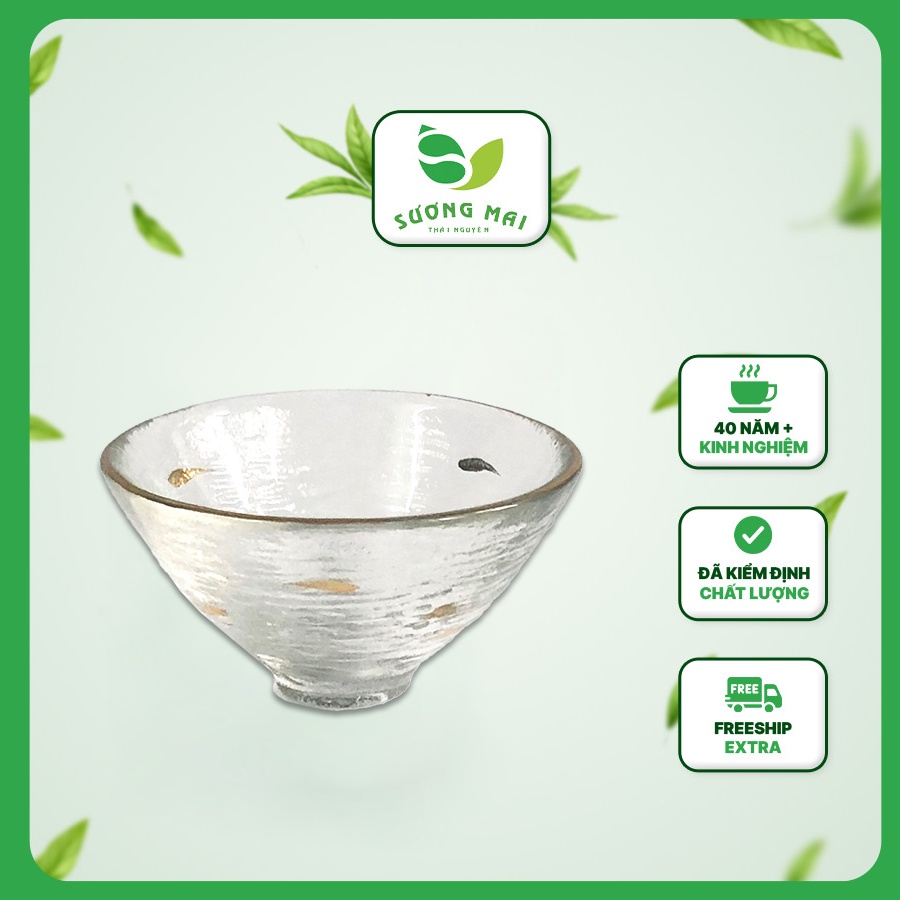 Chén Uống Trà Thuỷ Tinh SƯƠNG MAI Ly Uống Trà Phong Cách Nhật Bản Trong Suốt Vân Sần Chịu Nhiệt Tốt Dung Tích 65 ML