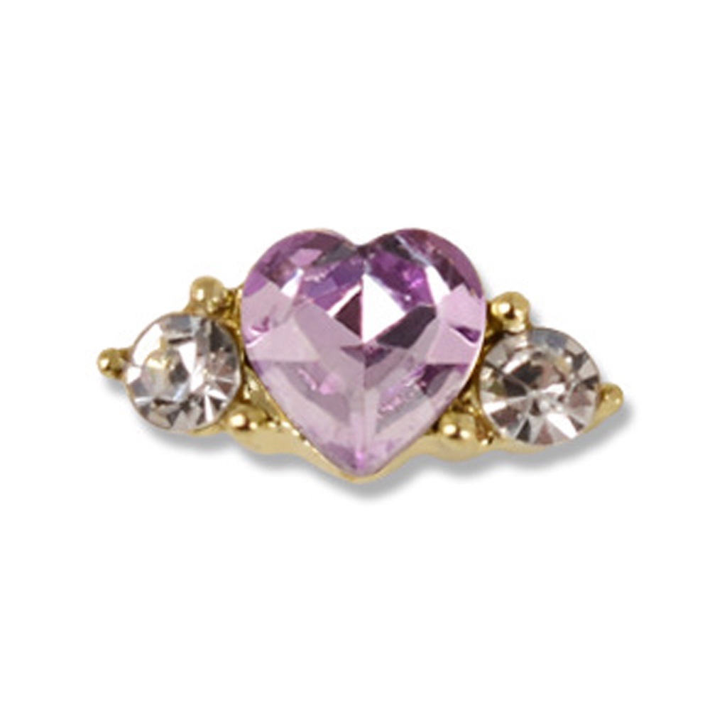 Set 10 Phụ Kiện Trang Trí Móng Tay Bằng Hợp Kim Hình Trái Tim Đính Đá DIY