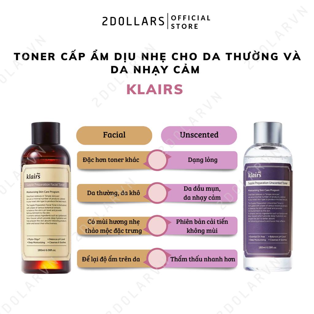 Toner Cấp Ẩm Dịu Nhẹ Dear Klairs Supple Preparation Unscented & Supple Preparation Facial