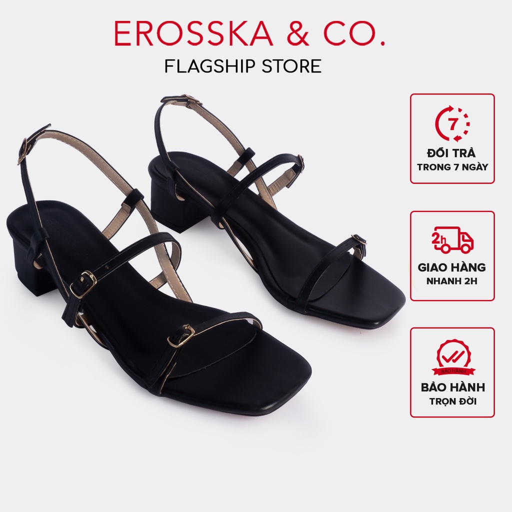 Giày sandal cao gót Erosska kiểu dáng Hàn Quốc cao 5cm màu đen - EB036