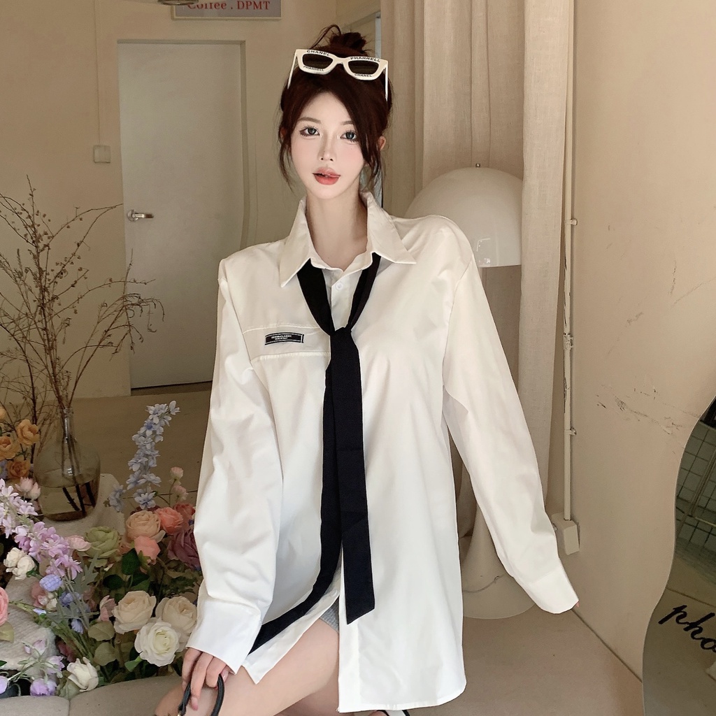 [Mã BTS23 giảm đến 30k đơn 150k] Áo Kiểu Dáng Rộng Phong Cách Cổ Điển Thời Trang Mùa Thu Mới Cho Nữ