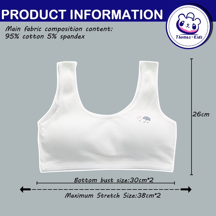 [THOMAS Kids] Áo lót vải cotton Mềm Mại Co Giãn Thoải Mái Kèm Đệm Ngực Dành Cho Bé Gái 8-16 Tuổi