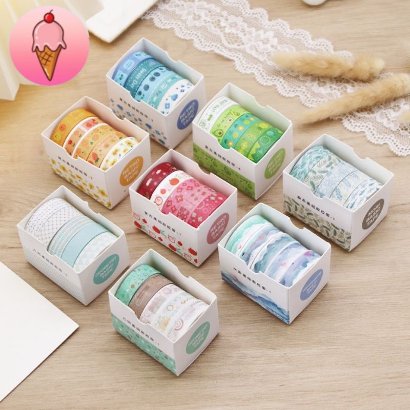 Set 5 Cuộn Washi Băng Dính Dùng Trang Trí - S4K203