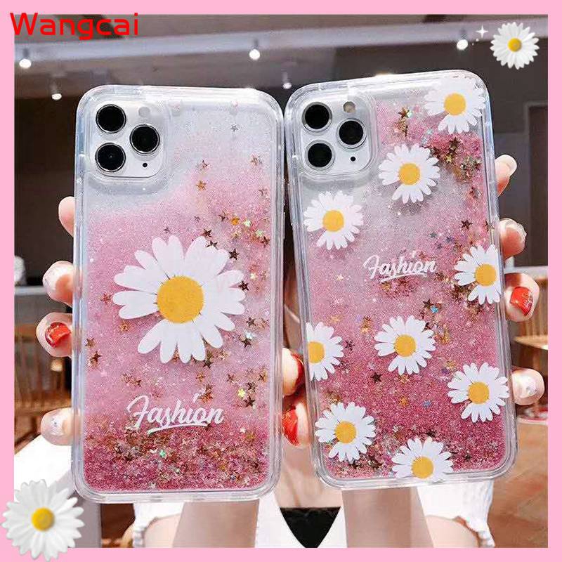 Ốp điện thoại TPU hình hoa cúc phối kim tuyến nước cho Huawei Nova 7i 6 SE 5T 5i 5 Pro 4e 4 3e 3 3i 2i