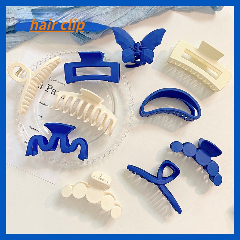 Kẹp Tóc Cỡ Lớn Màu Xanh Dương Kiểu Hàn Quốc Dễ Thương Cho Nữ