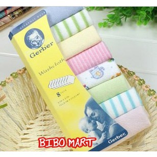 Sét 8 khăn mặt Gerber cho bé , khăn mặt, khăn sữa cao cấp siêu mềm cho bé yêu