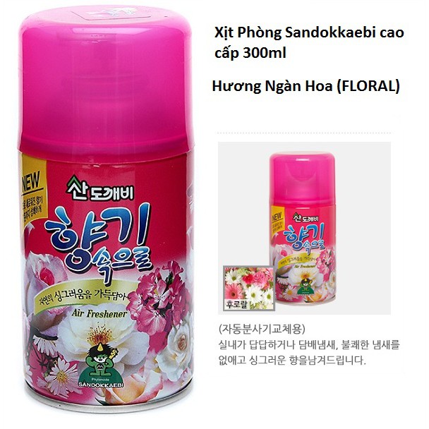 Bình Xịt Khử Mùi Thơm Phòng Tinh Dầu Thiên Nhiên Cao Cấp Sandokkaebi Hàn Quốc (300ml)