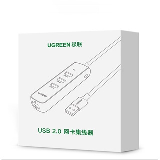 Cáp Chuyển USB 2.0 sang 1 cổng Lan RJ45 và 3 Cổng USB 2.0 Ugreen 20294 - Hàng Chính Hãng