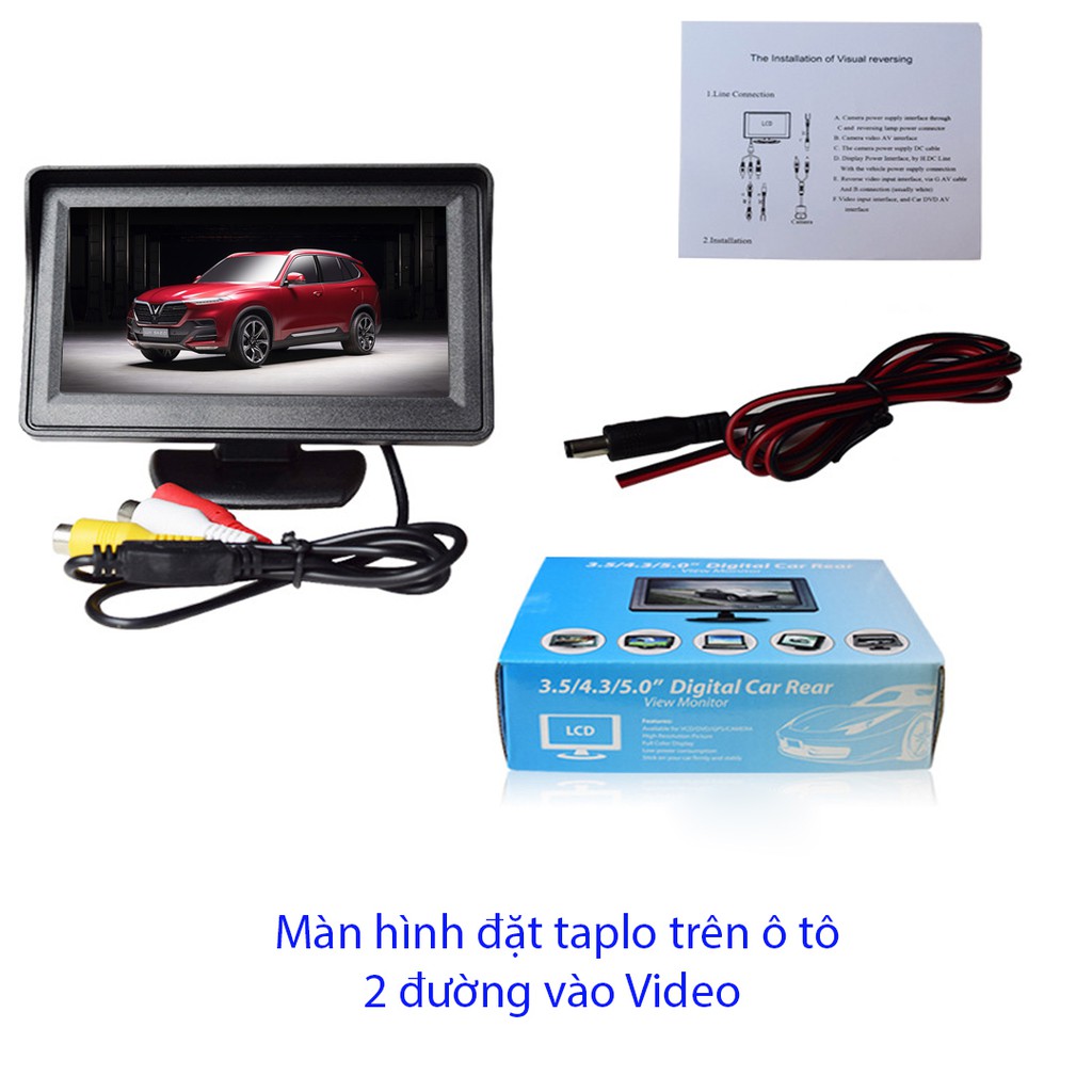 Camera căn lề và màn hình LCD đặt taplo, camera cặp lề 360 độ mắt lơn, màn hình LCD 4.3 đến 5 inch