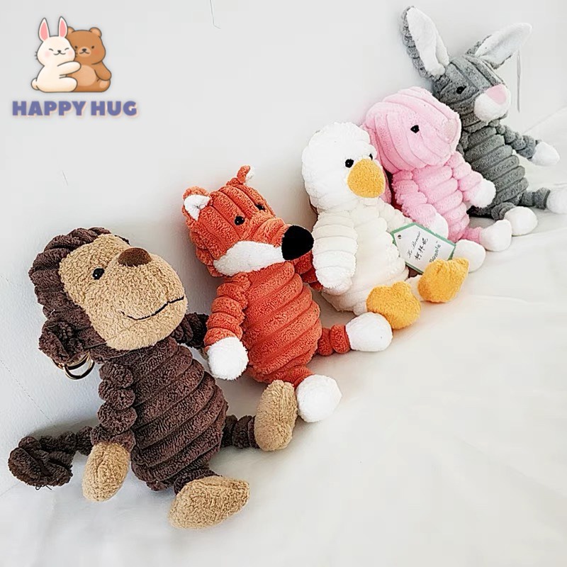 Móc khóa thú bông hàng cao cấp hình con vật dễ thương size 19cm, móc treo túi xách, balo - Happy Hug