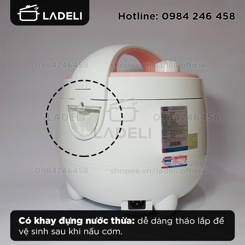 [Mã ELHADEV giảm 4% đơn 300K] Nồi cơm điện 1.8L SUNHOUSE SHD8607W thân nhựa PP siêu bền