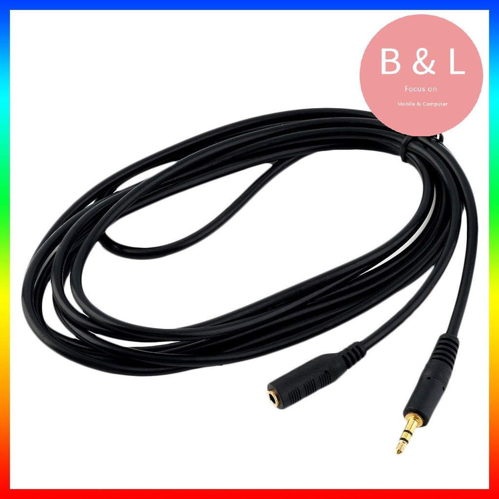 [BL]Black 12 FT 3.5mm Male To Female Stereo Audio MP3 Headphone Extension Cable