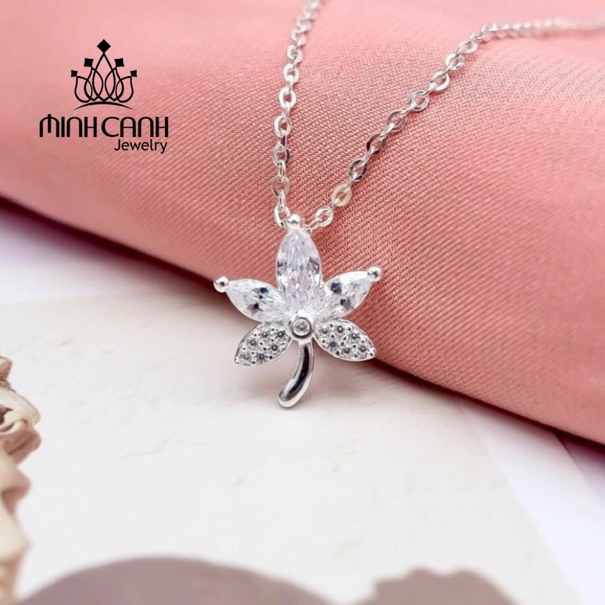 Dây Chuyền Bạc Lá Phong Đính Đá - Minh Canh Jewelry