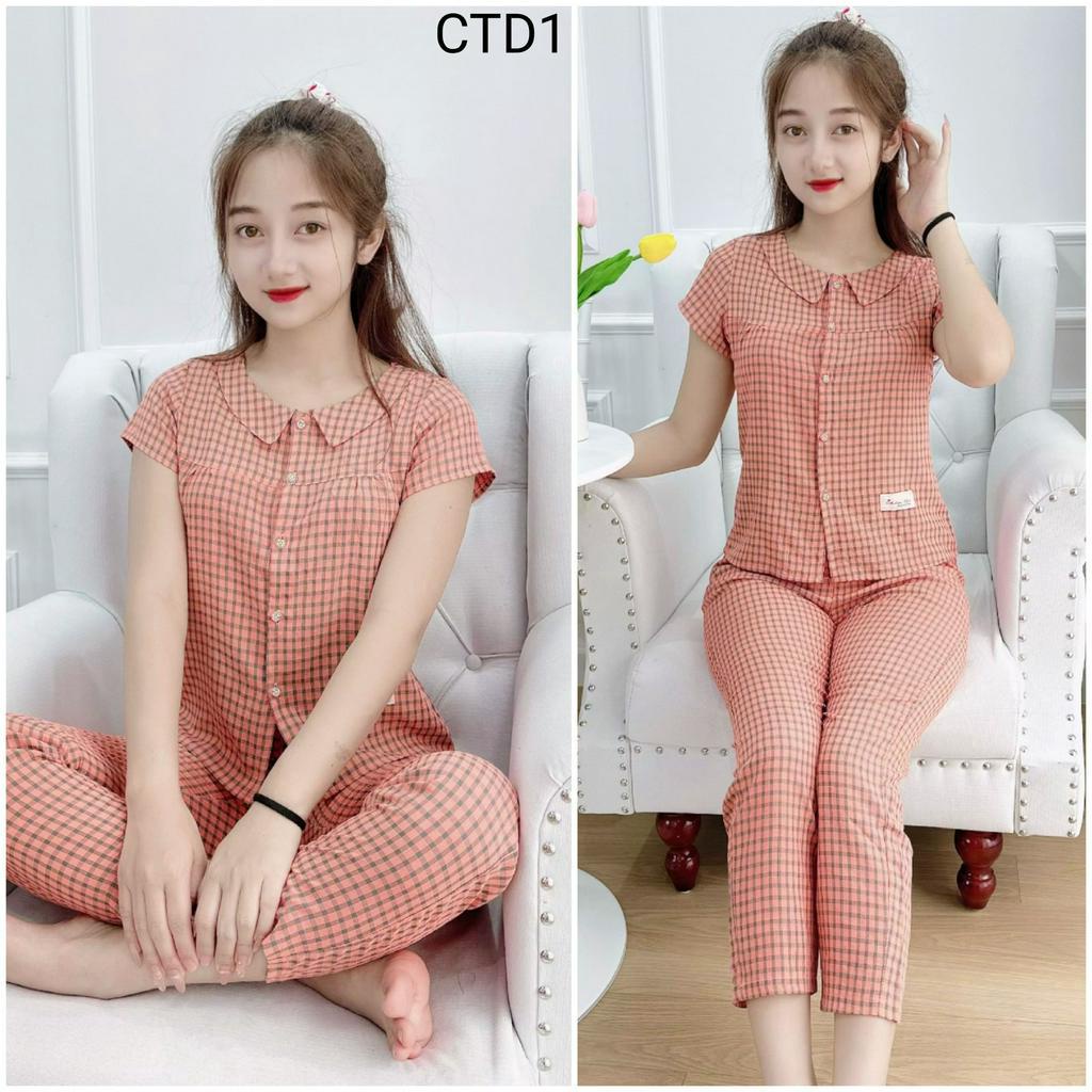 (BunnySky) Đồ bộ mặc nhà, đồ bộ mặc nhà thô hàn thiết kế cổ nhọn đơn giản mà đẹp