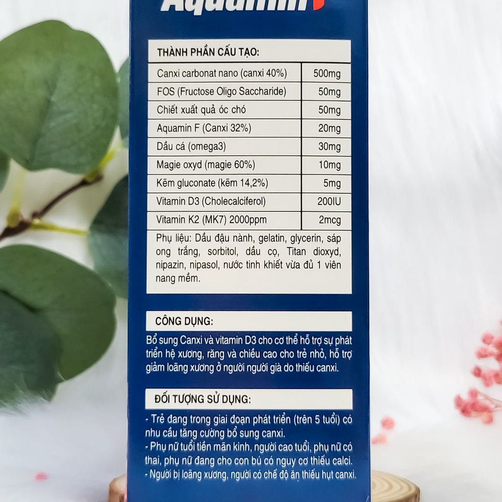 Viên uống bổ sung Canxi tảo đỏ tăng chiều cao ngừa loãng xương cho mẹ bầu Canxi Aquamin F hộp 30 viên