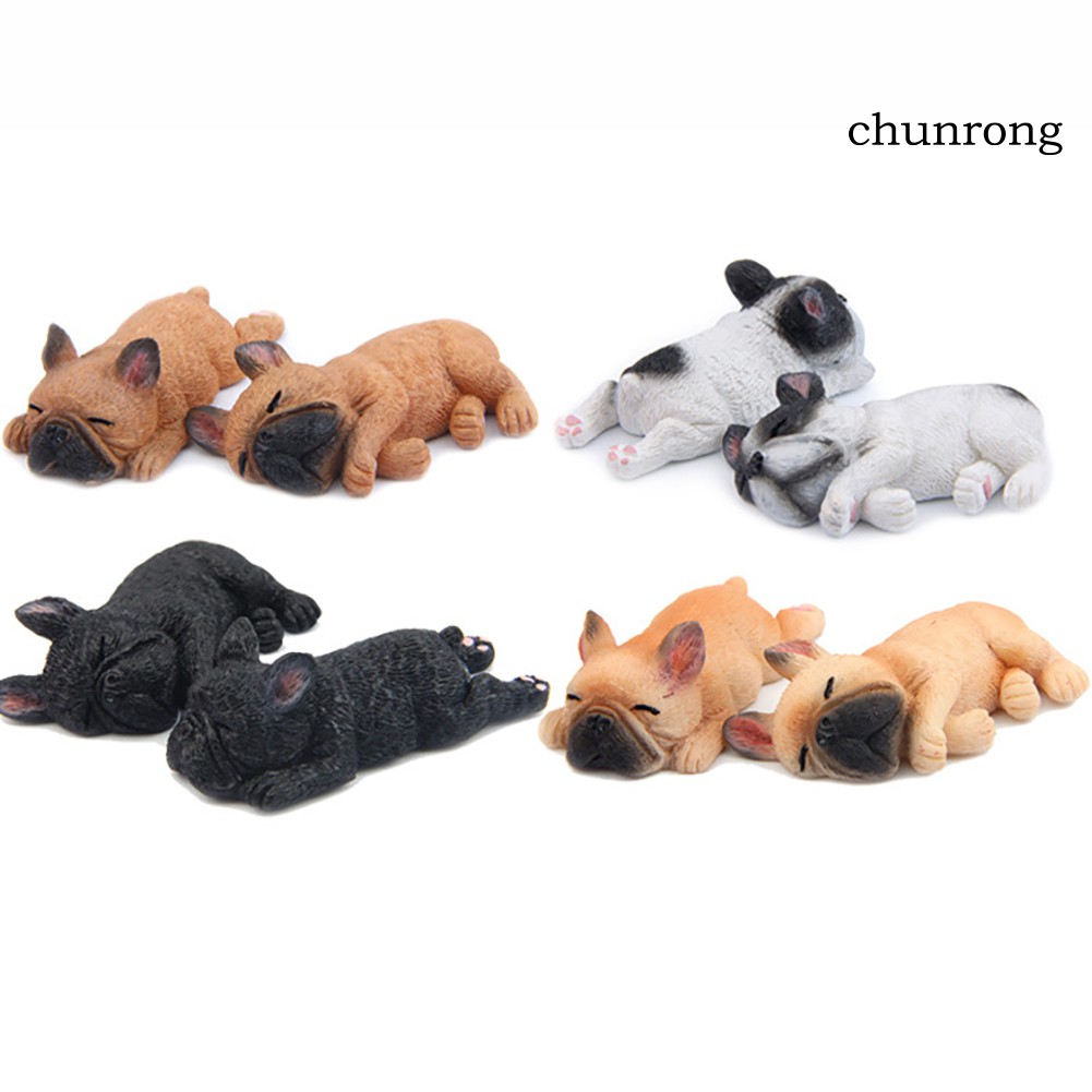 Đồ chơi cún bull Pháp nằm ngủ trang trí xe hơi nhà ở Cr+2inch pvc