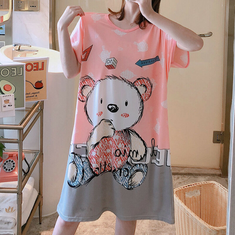Bộ đồ ngủ pijama tay ngắn cotton mềm mát họa tiết hoạt hình mùa hè dễ thương
