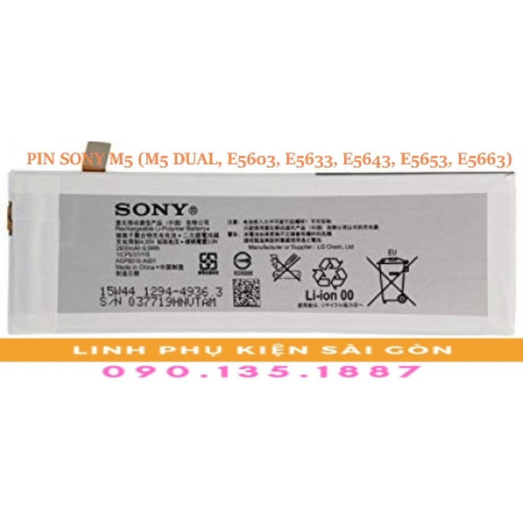 PIN SONY M5 (M5 DUAL, E5603, E5633, E5643, E5653, E5663)