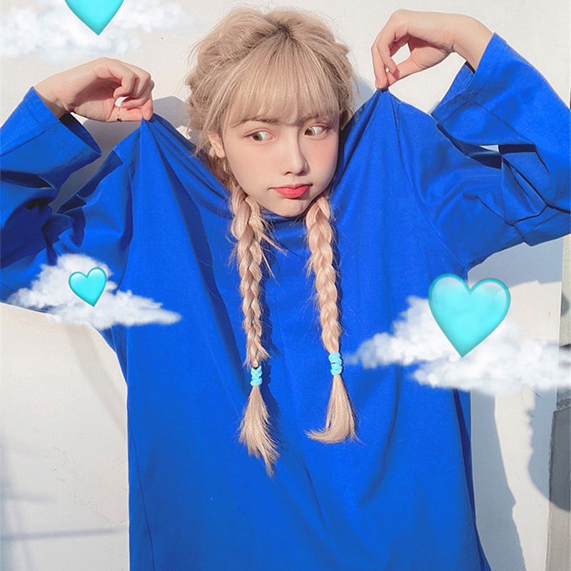 Áo Thun Trơn% Cotton Tay Dài Dáng Rộng Phong Cách Thời Trang Hàn Quốc Dành Cho Nữ