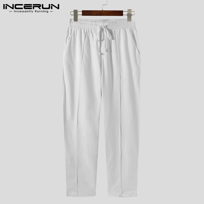 Quần dài INCERUN lưng thun dây rút phong cách cổ điển dáng rộng dành cho bạn nam đi chơi