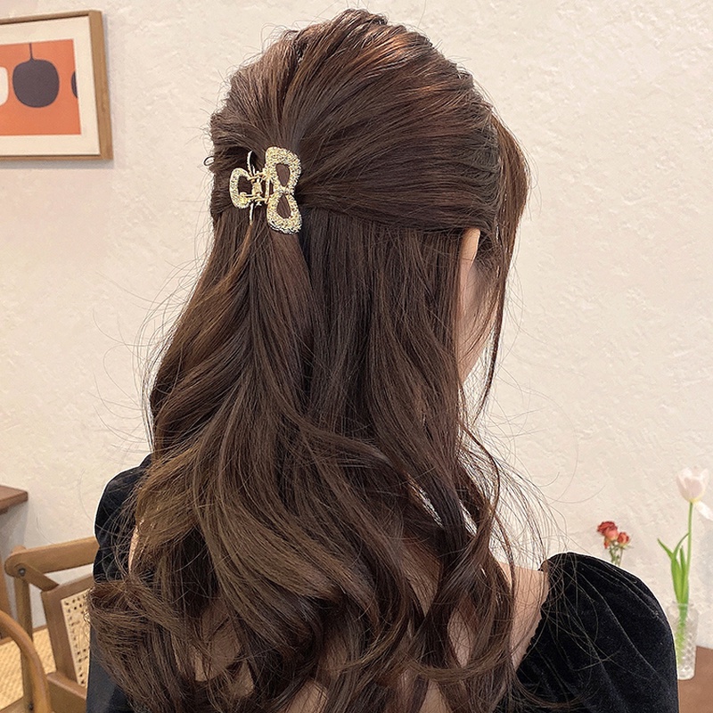Kẹp Tóc Kim Loại Đuôi Ngựa Đính Đá Và Ngọc Trai Chất Lượng Cao