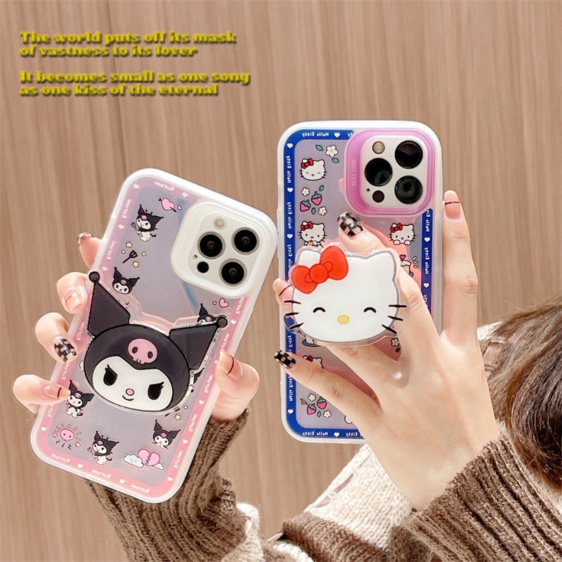 Ốp điện thoại mềm có giá đỡ hình mèo Hello Kitty cho Iphone13pro / 12pro / 11 Pro / 7 / 8plus X / XS XR Xsmax
