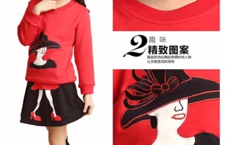 Set váy bé gái áo đỏ dài tay